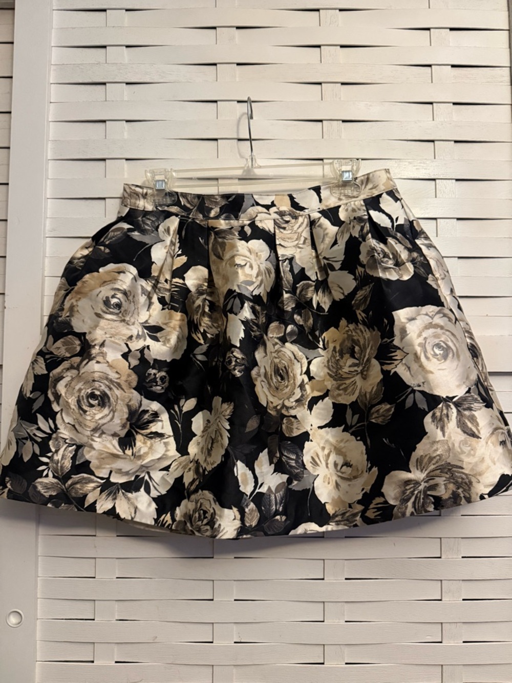 Floral Black and Cream Bubble Mini Skirt